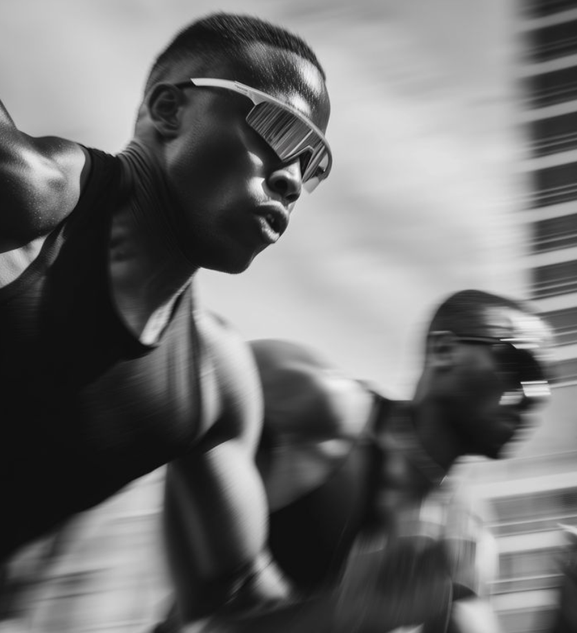 Two sprinters in motion